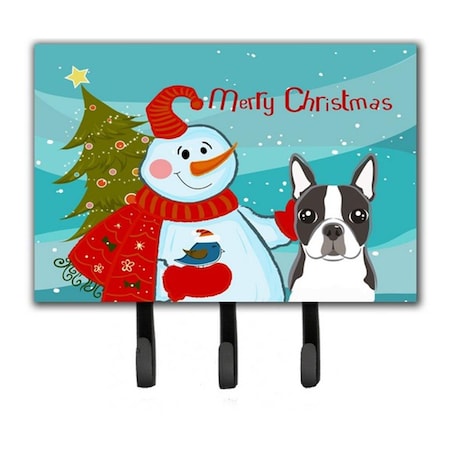 Jensendistributionservices Snowman With Boston Terrier Leash & Key Holder MI1718296